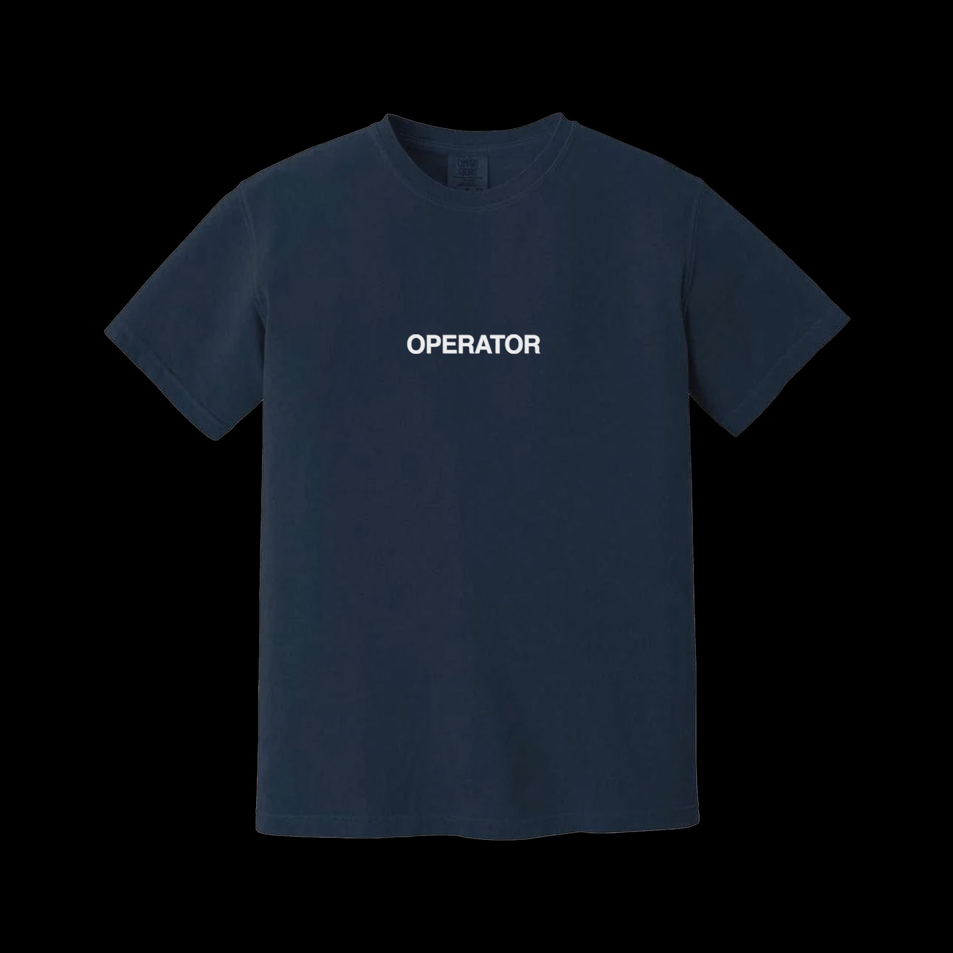 A Zac Farro Comfort Colors black T-shirt featuring the word OPERATOR in bold white capital letters printed across the chest.
